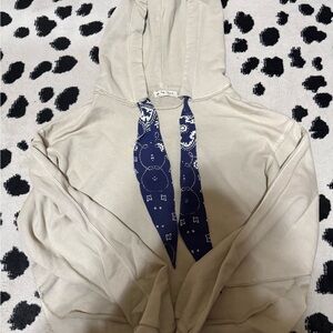 We The Free Beige Hoodie with Navy Accents